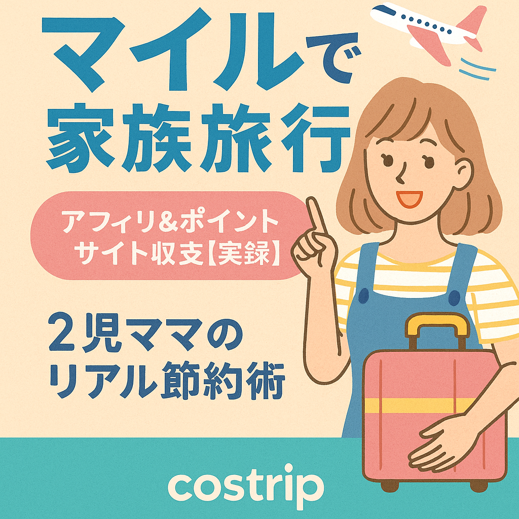 マイルで家族旅行!アフィリ・ポイントサイト収支報告|2児ママのリアル体験ブログのアイキャッチ画像